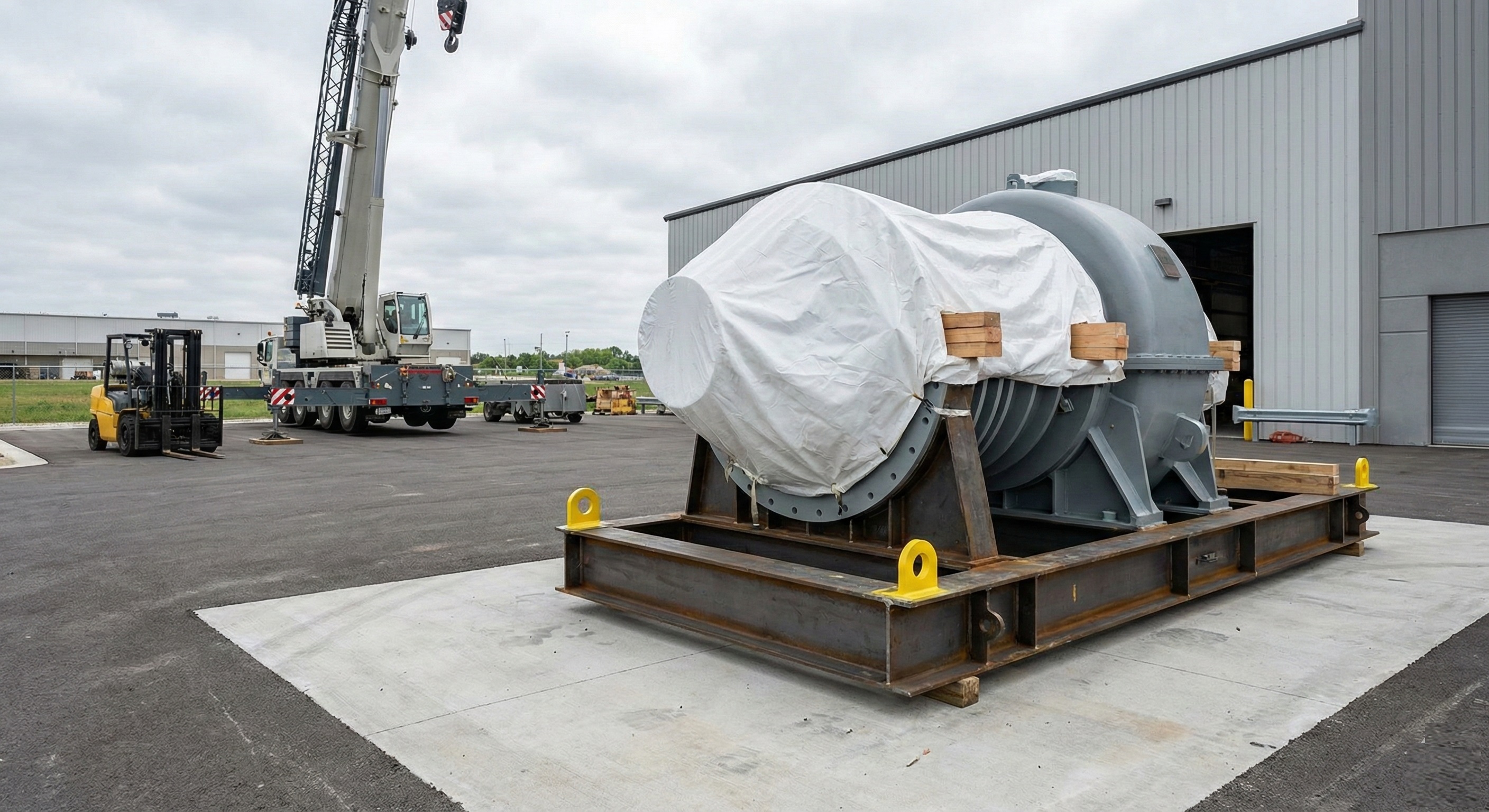 Industrial equipment site delivery – controlled unloading